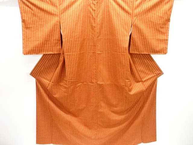 未使用品　縞織り出し手織り紬着物